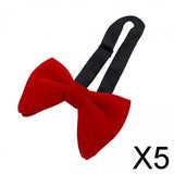 Maxbell 5xMen's Velvet Bow Tie Solid Color Formal Big Bow Tie for Party Groom Business Red
