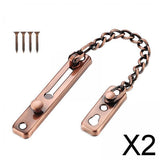 Maxbell 2xStainless Door Chain Lock Home Bedroom Hotel Family Chain Bolt Lock for Door Red Bronze
