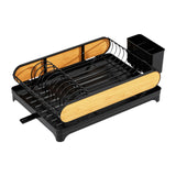 Maxbell Dish Drying Rack Portable Dish Drainer for Home Use Kitchen Counter Flatware Black with Wood