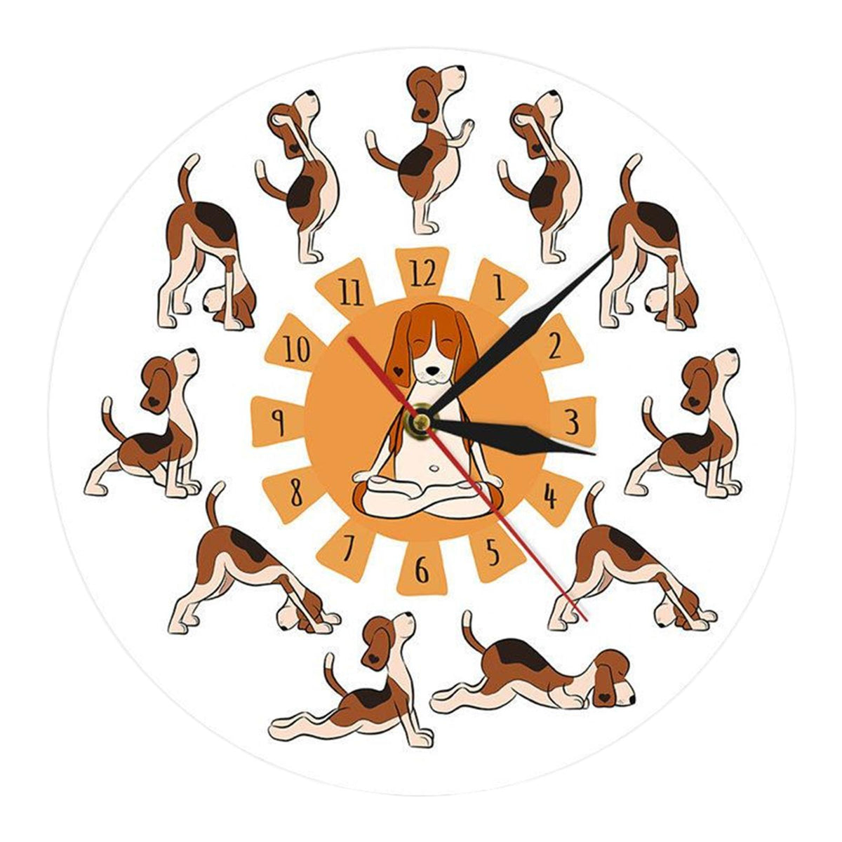 Maxbell Maxbell Dog Doing Yoga Position Wall Clocks 12 inch Printed Decal Image