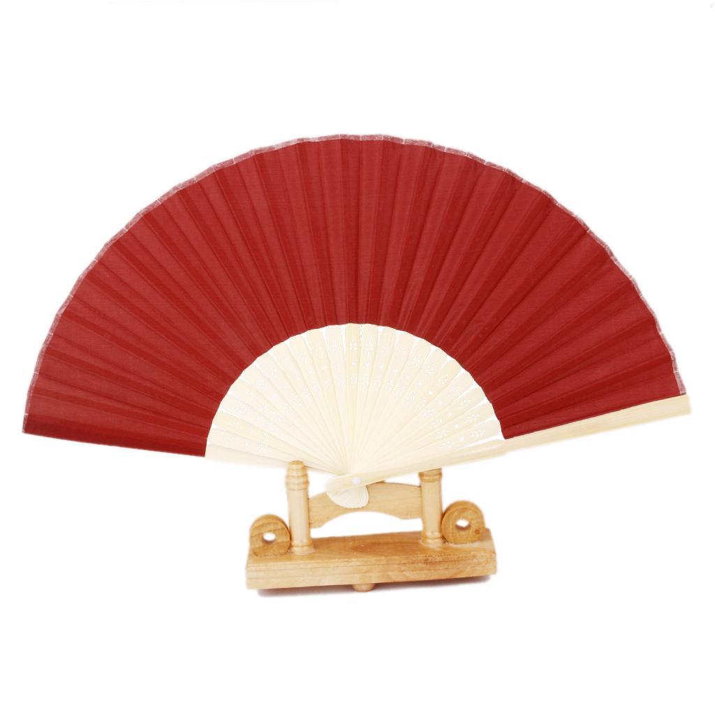 Maxbell Maxbell Chinese Folding Bamboo Fan Retro Hand Fan Wedding Favors - Wine Red