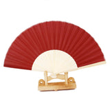 Maxbell Chinese Folding Bamboo Fan Retro Hand Fan Wedding Favors - Wine Red - Aladdin Shoppers
