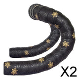 Maxbell 2x2 Pieces Bike Handlebar Tape Cycling Anti-Skid for Road Bike Golden print