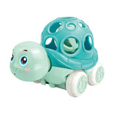 Maxbell Kids Friction Powered Vehicle Soft Rattle and Roll Truck for Kids Boys Girls Turtle Blue Green