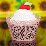 Maxbell Hollow Leaves Pattern Cake Paper Wrap Cupcake Wrapper Wedding Decor 12Pcs