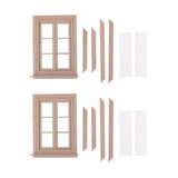 Maxbell 1/12 Dollhouse Miniature Unpainted Wooden 6-Pane Double Window Frame 2 Set