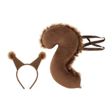 Maxbell Squirrel Ears and Tail Set Cosplay Hair Hoop for Performance Party Role Play Brown