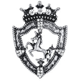 Maxbell Fancy Queen Crown Brooch Crystal Unicorn Racing Badge Brooch Antique Silver - Aladdin Shoppers