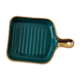 Maxbell Maxbell Fruit Plate Dinner Plate Gold Rim Breakfast Tray for Cupcake, Dessert, Candy Green