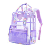 Maxbell Transparent Backpack PVC Clear Laptop Backpack for Teens College Purple