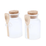 Maxbell Maxbell 2 Pieces ABS Bath Salt Bottles Empty Clear Corked Jar with Wood Spoon  100g