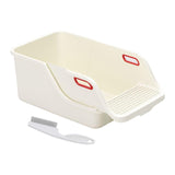 Cat Litter Box Professional Compact Multifunctional Anti Leakage Litter Tray White Beige
