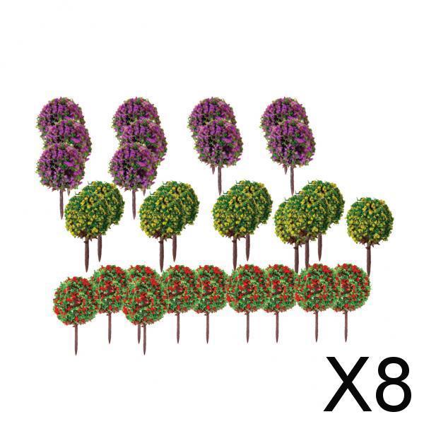 Maxbell 8x30pcs Mixed 3 colors Flower Model Train Trees Ball Shaped Scenery 1/100