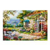 Maxbell Stamped Cross Stitch Kit 11CT Embroidery Cloth Pre-Printed Garden House Pattern DIY Needle Crafts for Adults Beginners - Aladdin Shoppers