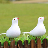 Simulate Feather Pigeon Peace Dove Artificial Animal Figurine Garden Decor A