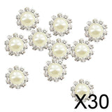Maxbell 30xPhenovo Crystal Faux Pearl Buttons Flatback Decor DIY 14.5mm 10pcs Beige