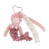 Maxbell Sequins Mermaid Doll Pendant Keychain Bag Pendant for Car Keys Travel Wallet Pink