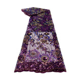 Maxbell Maxbell African Lace Fabric 1 Yard French Net Lace for Party Dresses Apparel Clothes Purple