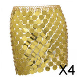 Maxbell 4xMetal Sequin Skirt Hollow Out Bohemian Shiny for Dance Beach Aureate