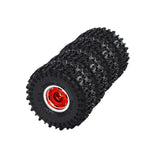 Maxbell 4Pcs RC Car Wheels and Tires 1.0" RC Crawler Car Tires for SCX24 1:24 RC Car Red