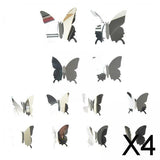 Maxbell 4x12Pcs Mirror Butterflies Sticker Mirror Wall Sticker for Door Bedroom Window