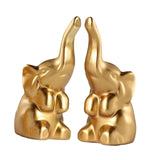 2Pcs Mini Elephant Statues Tabletop Ornaments for Bookshelf Desk Living Room