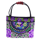 Maxbell 2Pcs Embroidery Travel Shoulder Bag Double Faced Flower Handmade Women Bags