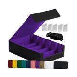 Maxbell Card Box Dustproof Collectibles with 24 Dividers and 5 Stands Container Purple