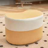 Maxbell Creative Small Stool, Modern Minimalist Multi-Functional Ottoman, Portable Upholstered Bench with PU Leather & Fabric, Heart/Rectangular, for Living Room, Entryway Shoe Changing, Coffee Table Yellow White