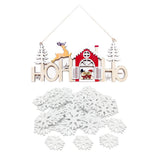 Maxbell 100x White Wooden Snowflake+1pcs Wooden Snowhouse for Christmas Decorations