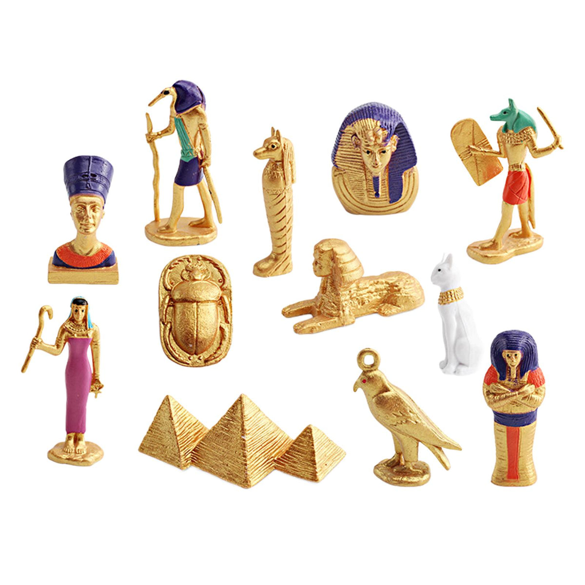 Maxbell 12 Pieces Ancient Egypt Figurines Figure for Desktop Birthday Gift Role Play