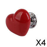Maxbell 4xHeart Shaped Ceramic Door Drawer Cabinet Handle Pull Knob Hardware Red_S