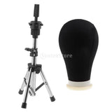 Maxbell 22inch Canvas Poly Mannequin Head for Wig Hat Making Display Stand w/ Stand