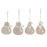 Maxbell 4pcs Wooden Christmas Tree Ornaments Decoration Santa Claus and Snowman