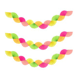 Maxbell 3Pcs Paper Fans Garland Banner Background for Wedding Bachelorette Valentine Fluorescent