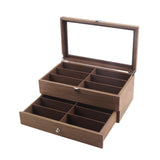 Maxbell Wooden Sunglasses Organizer Box Multi Grids Watch Box Eyewear Storage Holder 12 Slots