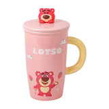 Maxbell Ceramic Coffee Mug Comfortable Grip Cartoon Teacup for Milk Cappuccino Latte Pink