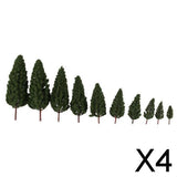 Maxbell 4x20pcs Tower Shaped Trees Model Train Scenery Landscape 1:50-400 Green 105