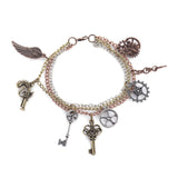 Maxbell Gothic Steampunk Bracelet Mulilayer Gear Angel Wing Key Chain Bracelets - Aladdin Shoppers