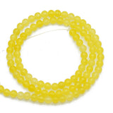 Maxbell 2x4mm Bright Yellow Jade Round Gemstone Loose Beads Strand 15.5 Inch