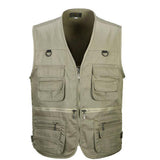 Maxbell Men's Multi Pocket Zip Hunting Fishing Travel Outdoor Vest Khaki XXXL - Aladdin Shoppers
