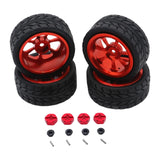 Maxbell RC Wheels Tires Kit Upgrade Accessories RC Rubber Tires for 144001 1:10 1/14 Red