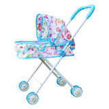 Maxbell Foldable Baby Doll Stroller for Dolls Miniature Push Cart Toy for Girls Boys Blue
