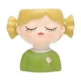 Maxbell Girl Flower Pot Decors Indoor Plants Resin Statue for Office Kitchen Desktop Green Clothes