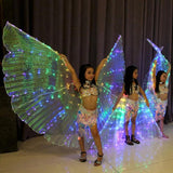 Maxbell 6pcs LED Isis Wing Glow Light Up Belly Dance Costume with Sticks Performance