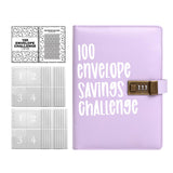 Maxbell Envelope Challenge Binder Creative PU Leather Stuffing Envelopes Binder Purple