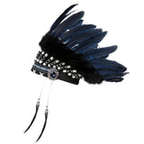 Maxbell Artificial Feather Headdress Decor Headwear for Cosplay Themed Party Festive Blue