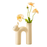 Maxbell Ceramic Flower Vase Desk Planter Office Dried Flowers Holder Home Plant Pot Yellow