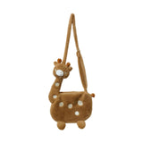 Maxbell Cartoon Giraffe Crossbody Bag Pouch Portable Shopping Bag Funny Shoulder Bag Brown