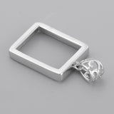 925 Sterling Silver Rectangle Blank Cabochon Charms Beads Settings Tray DIY Necklace Pendants Base Jewelry Making Findings Silver - Aladdin Shoppers